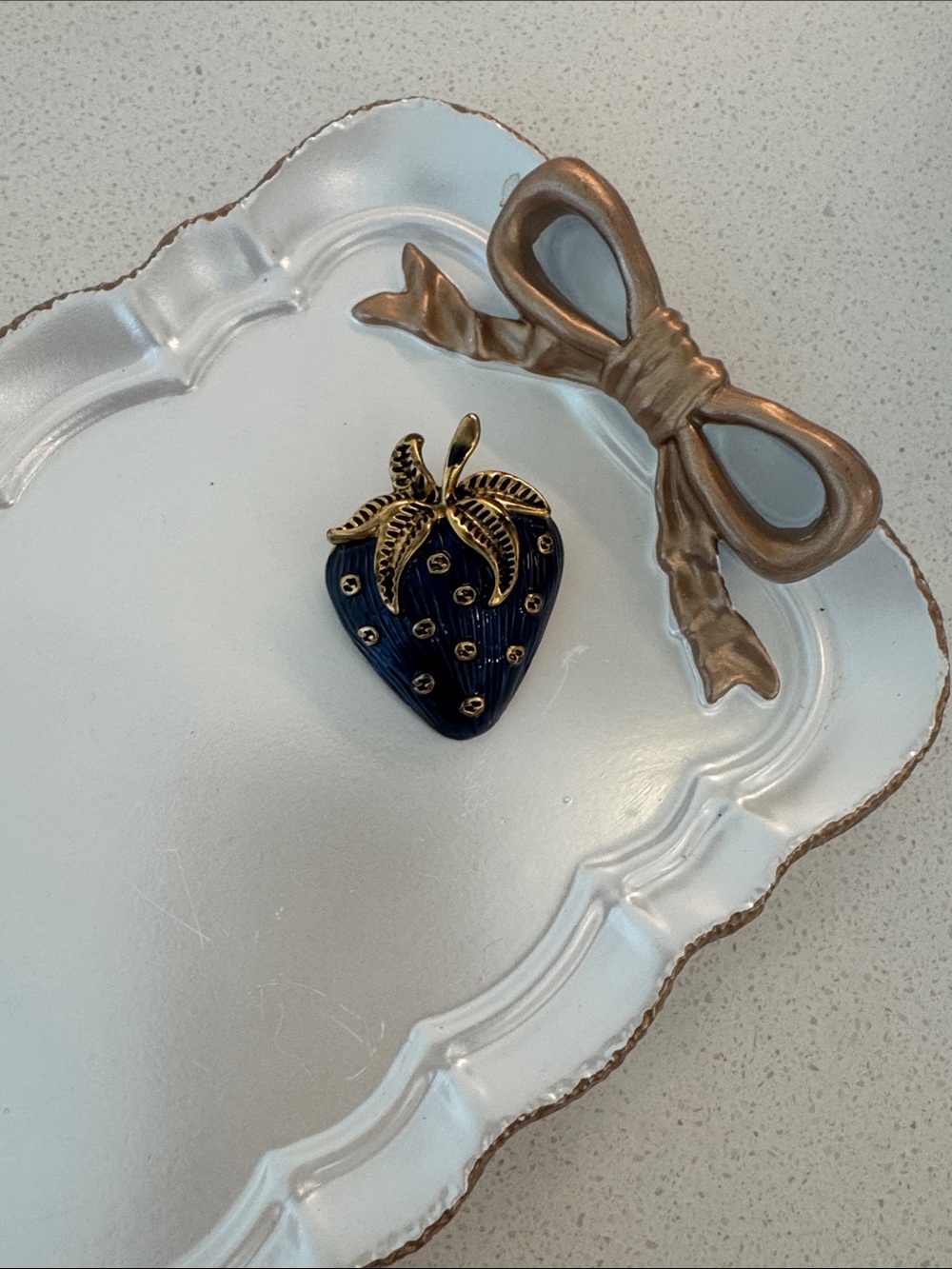 5/22 Gold-Accented Navy Strawberry Brooch
